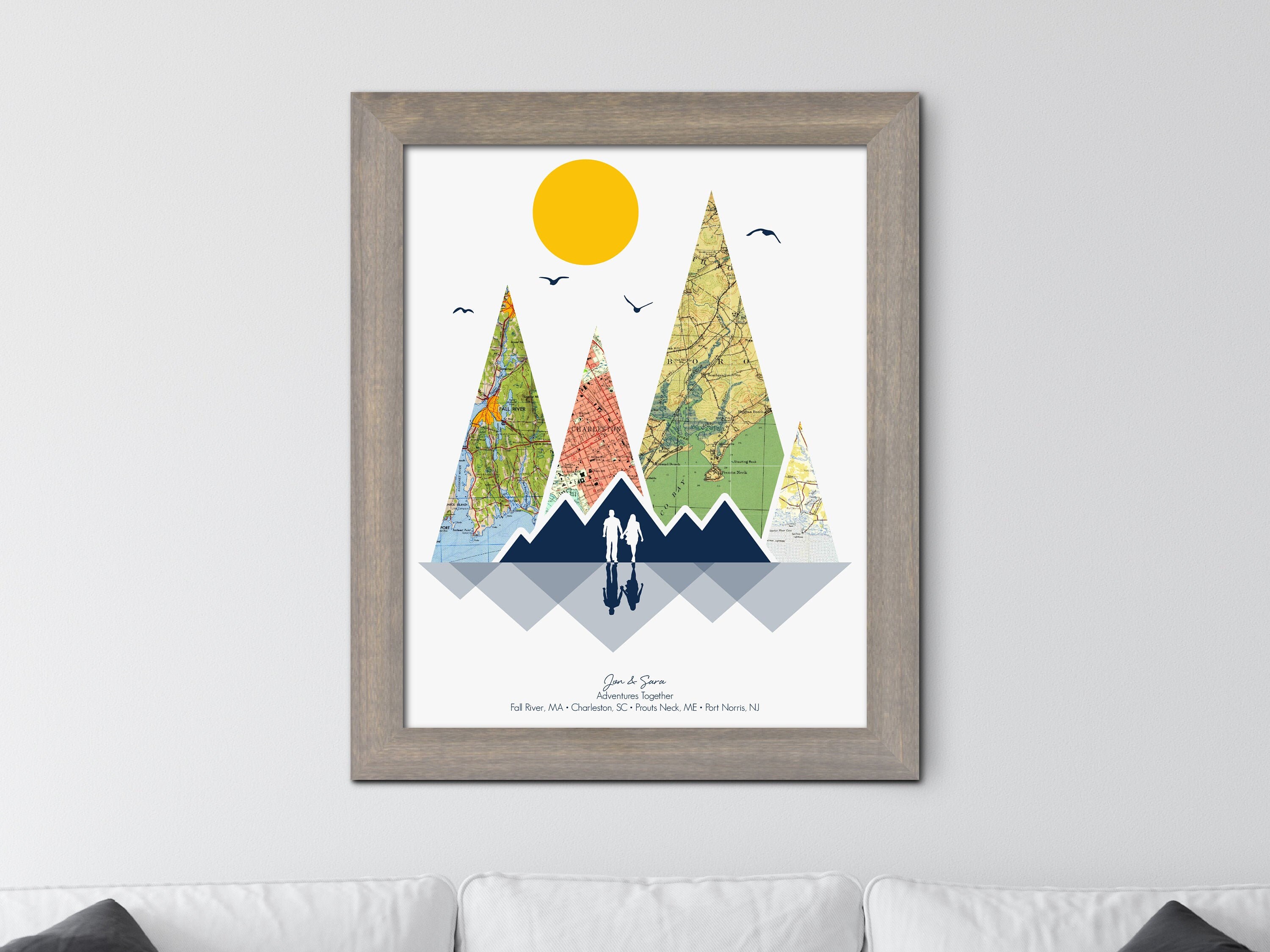 Travel Gift For Couple, Wedding Mountain Print, Anniversary Husband, Birthday Boyfriend, Christmas Personalized