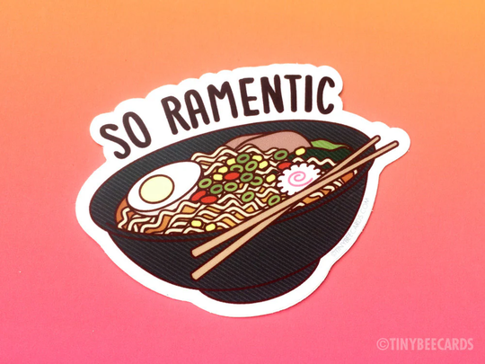 Ramen Vinyl Sticker "So Ramentic" - Ramen Lover Gift, Foodie Gifts, Funny Pun Sticker, Gift For Boyfriend Girlfriend, Japanese Food