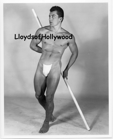 steve Wengryn Physique Model Holding Javlin Oettinger Mid-Century Beefcake Photograph 1950's
