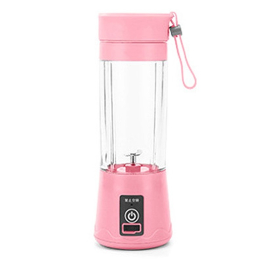 380ml Portable Mini Electric Household Fruit Juicer Blender Squeezer Bottle - pink, 2 blades