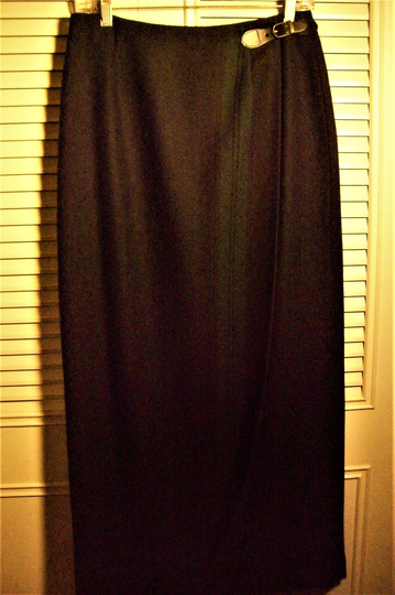 Skirt 6 - 8, Talbot's Italian Wool Blend Wrap Maxi Skirt, Waist Side Buckle, Straight, Smart Career, Preppy Vintage