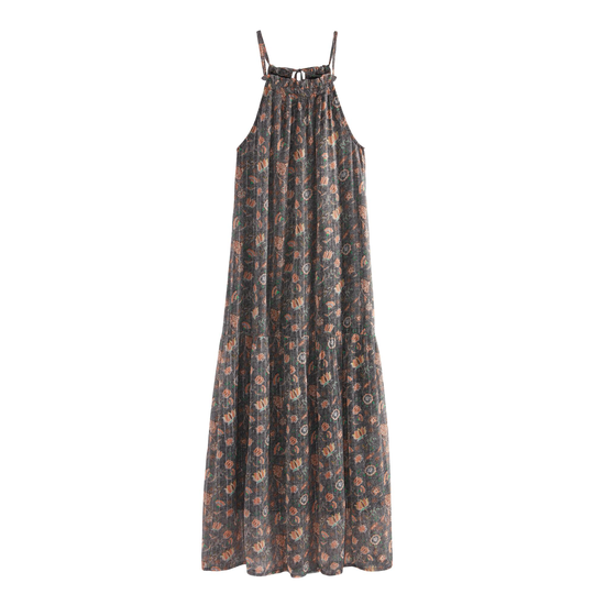 Gray, Pink And Gold Floral Palomar Estrella Dress: Blue - Large by World Market