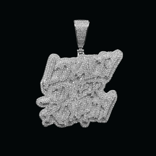 Loyalty Over Royalty Luxury Letter Pendant, Gift For Him, Hip Hop Jewelry, Iced Out Diamond Free Rope Chain, Vvs Shine
