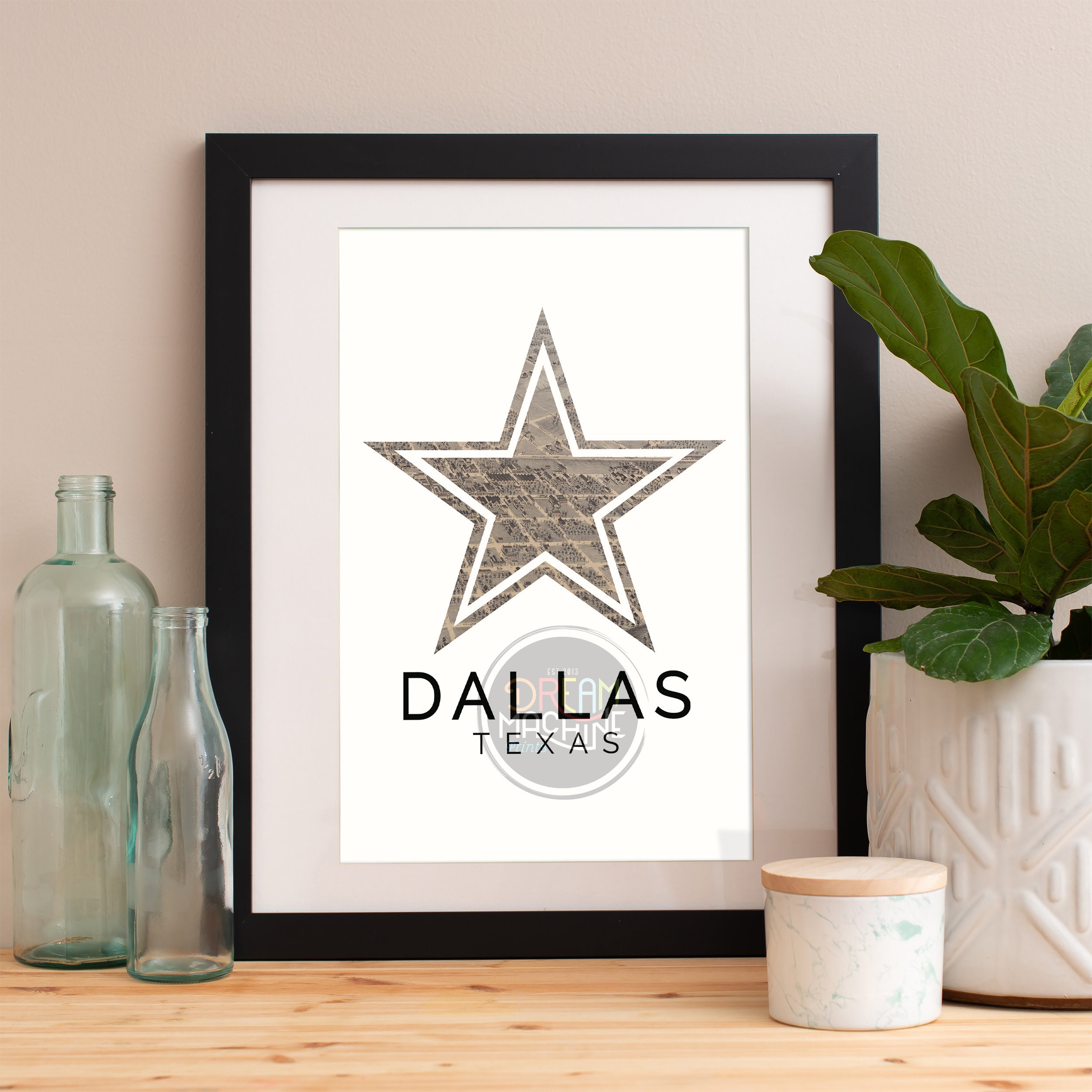 Dallas Print, Skyline, Art, Poster, Watercolor, Art Map, Wall Texas
