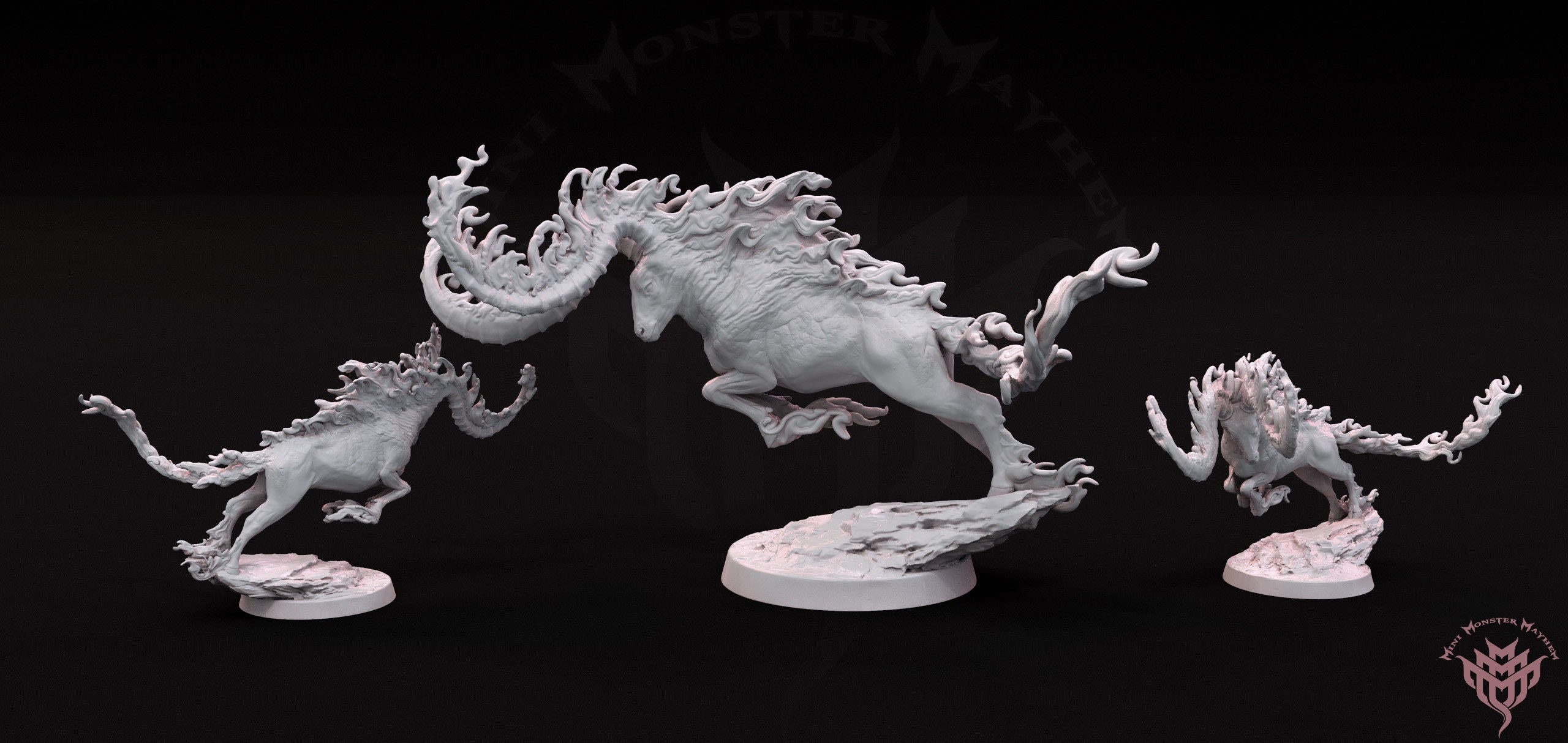 Burning Ram Flame Stag Large 3D Printed