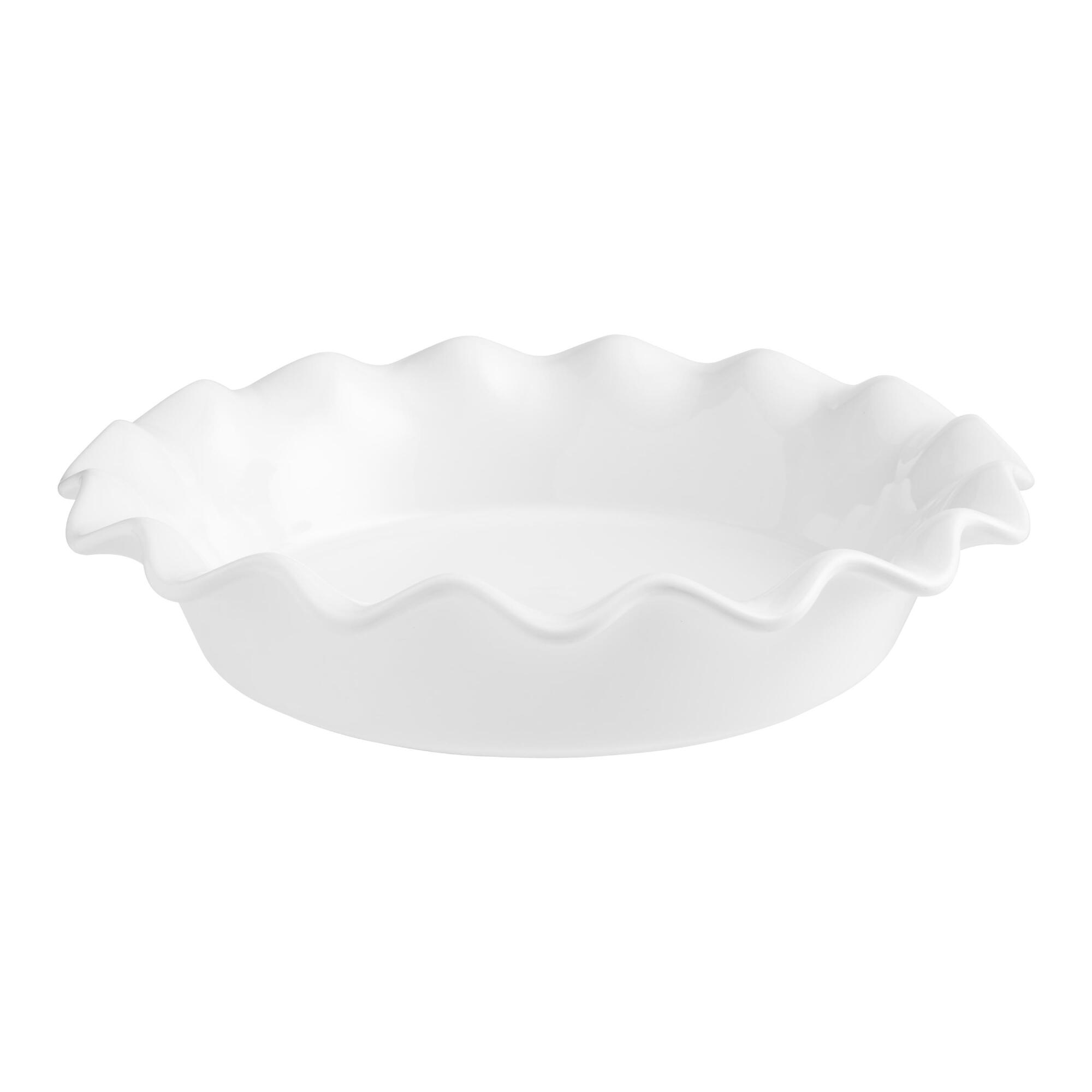 White Ceramic Ruffled Pie Dish - Stoneware by World Market