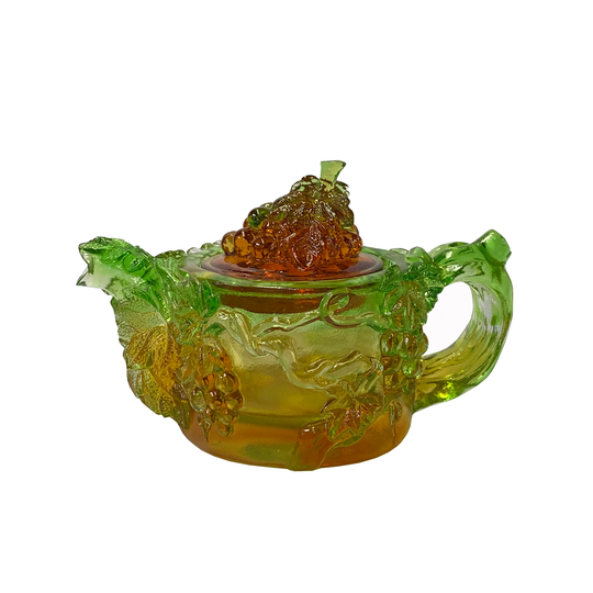 Crystal Glass Liuli Pate-De-Verre Multicolor Teapot Grape Display Figure Ws2114E