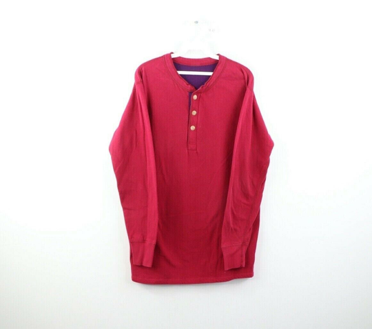 90S Duofold Faded Blank Wool Blend Long Sleeve Henley Shirt Mens Medium, Thermal Shirt