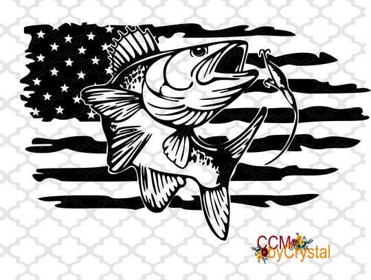 Ready To Press Dtf Transfer Fish With Flag