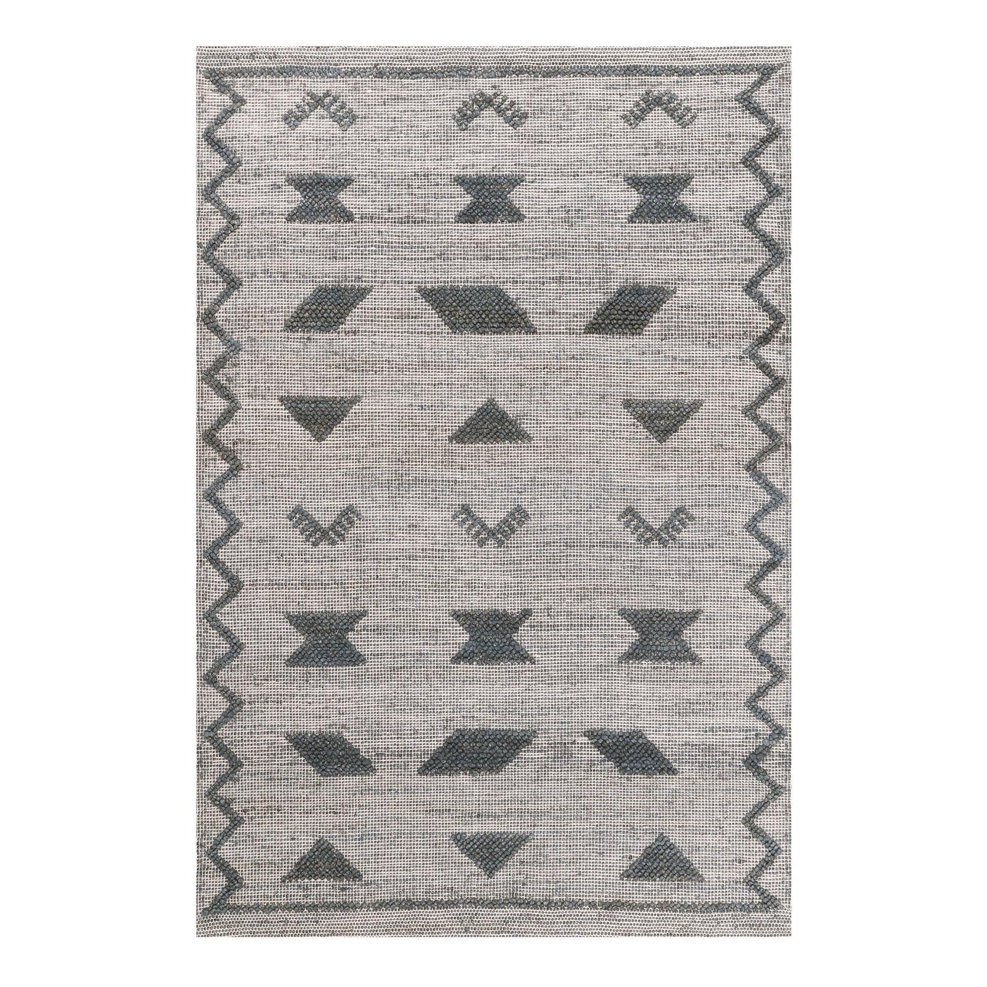 Blue Geometric Flatweave Jute Area Rug by World Market