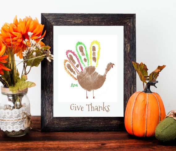 Forever Prints Hand & Footprint Keepsake For Kids Or Baby. Your Child's Prints Made Into A Turkey Fall Decor