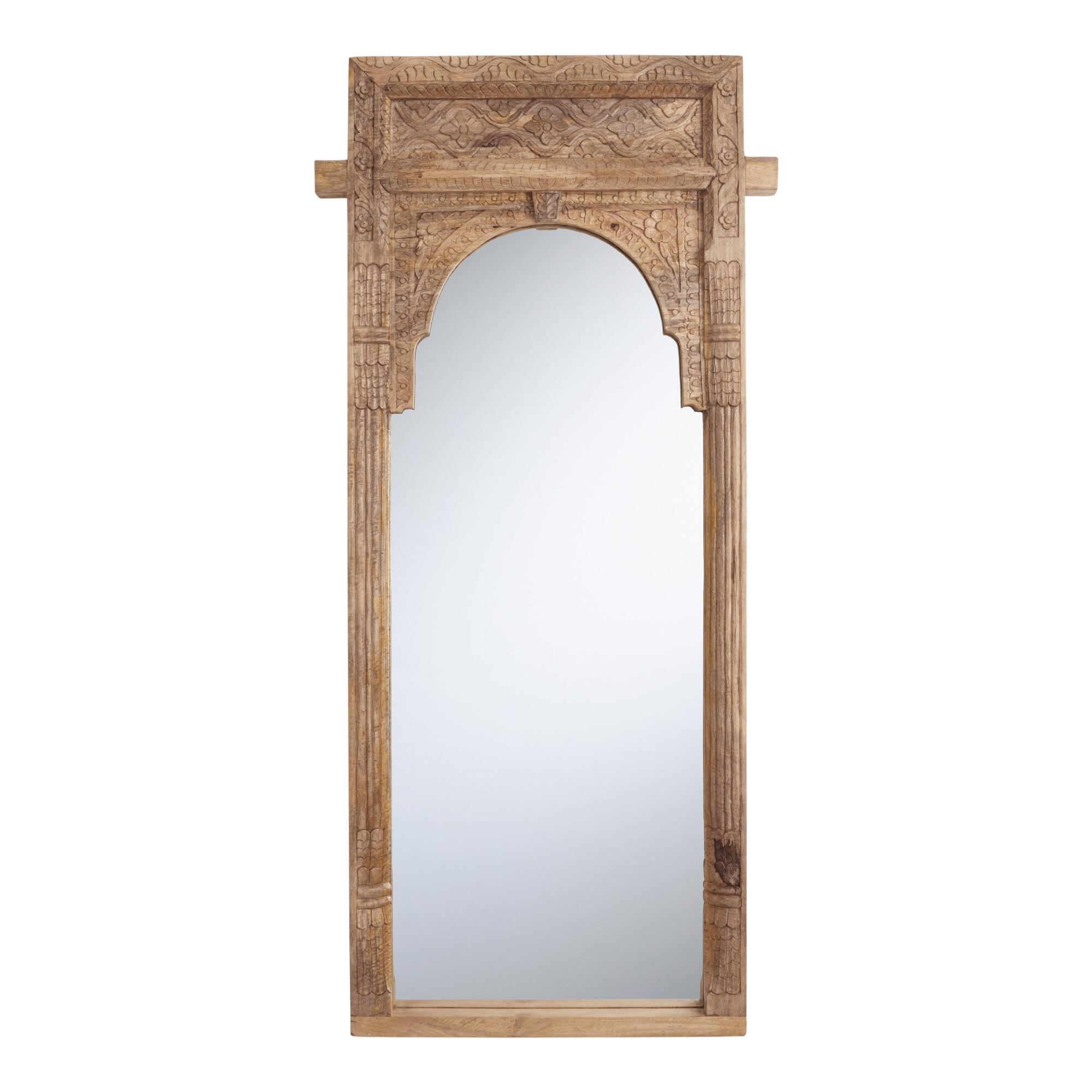 Natural Carved Wood Full Length Mirror by World Market