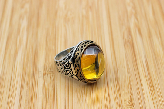 Mens Handmade Ring, Turkish Silver Men Ottoman Topaz Men's Jewelry, Gift For Him, 925K Sterling Ring