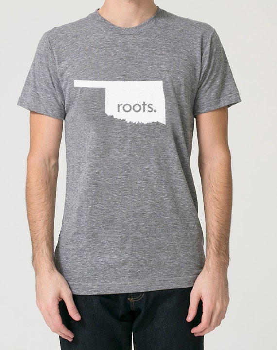 Oklahoma Ok Roots Tri Blend Track T-Shirt - Unisex Tee Shirts Size S M L Xl