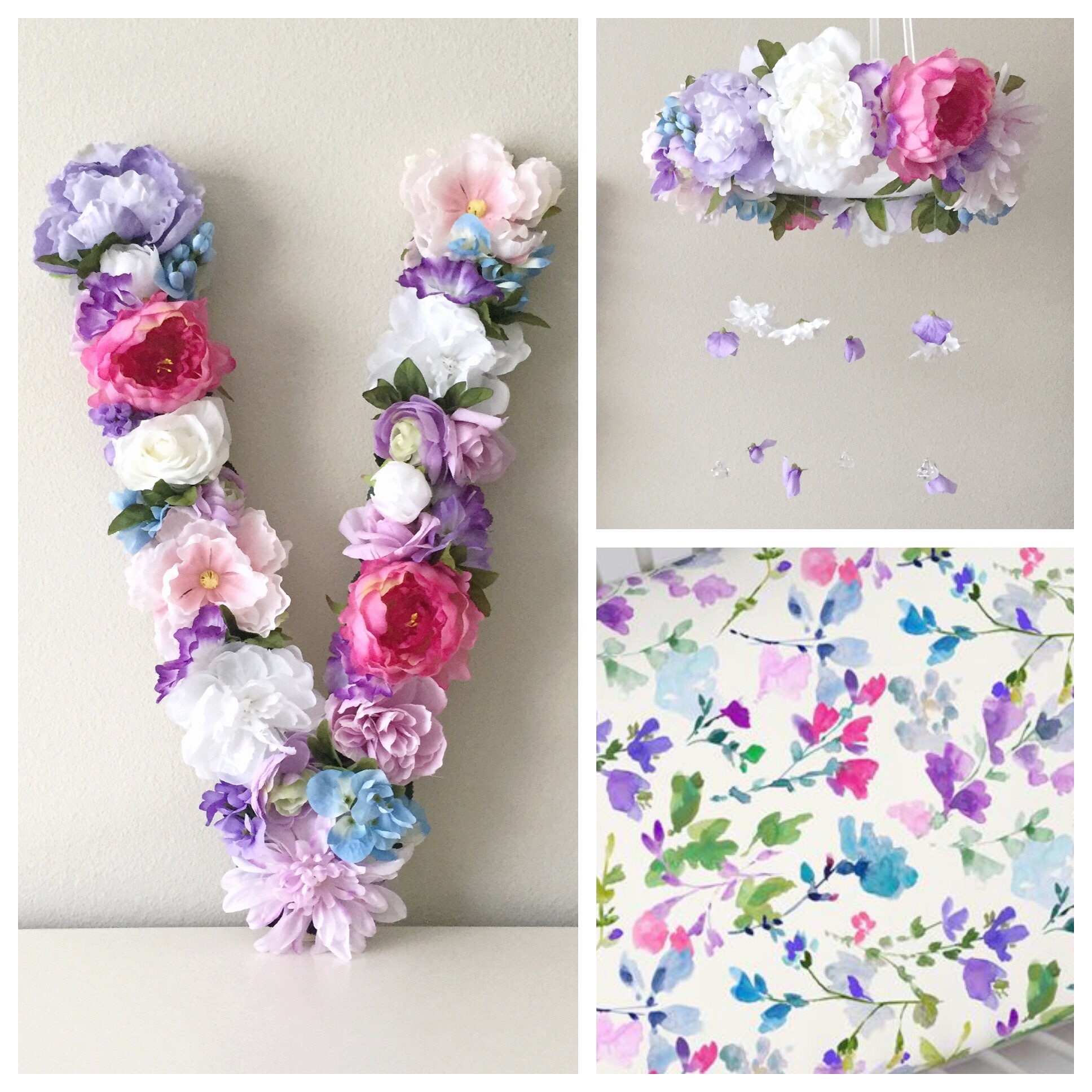Floral Letter, Flower Baby Shower Decor, Birthday Party First Birthday, Gift, Girl Monogram