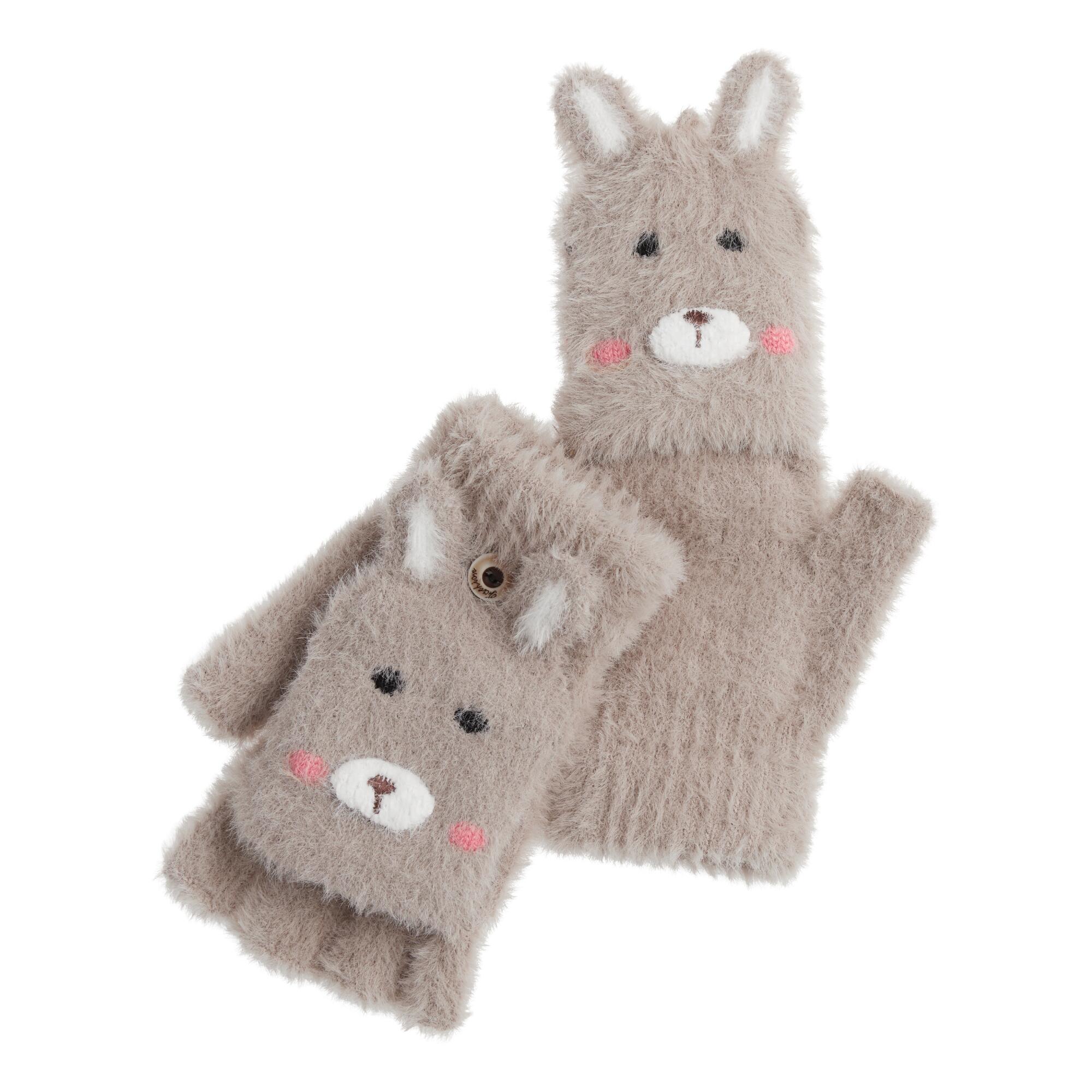 Bunny Eyelash Knit Convertible Gloves by World Market