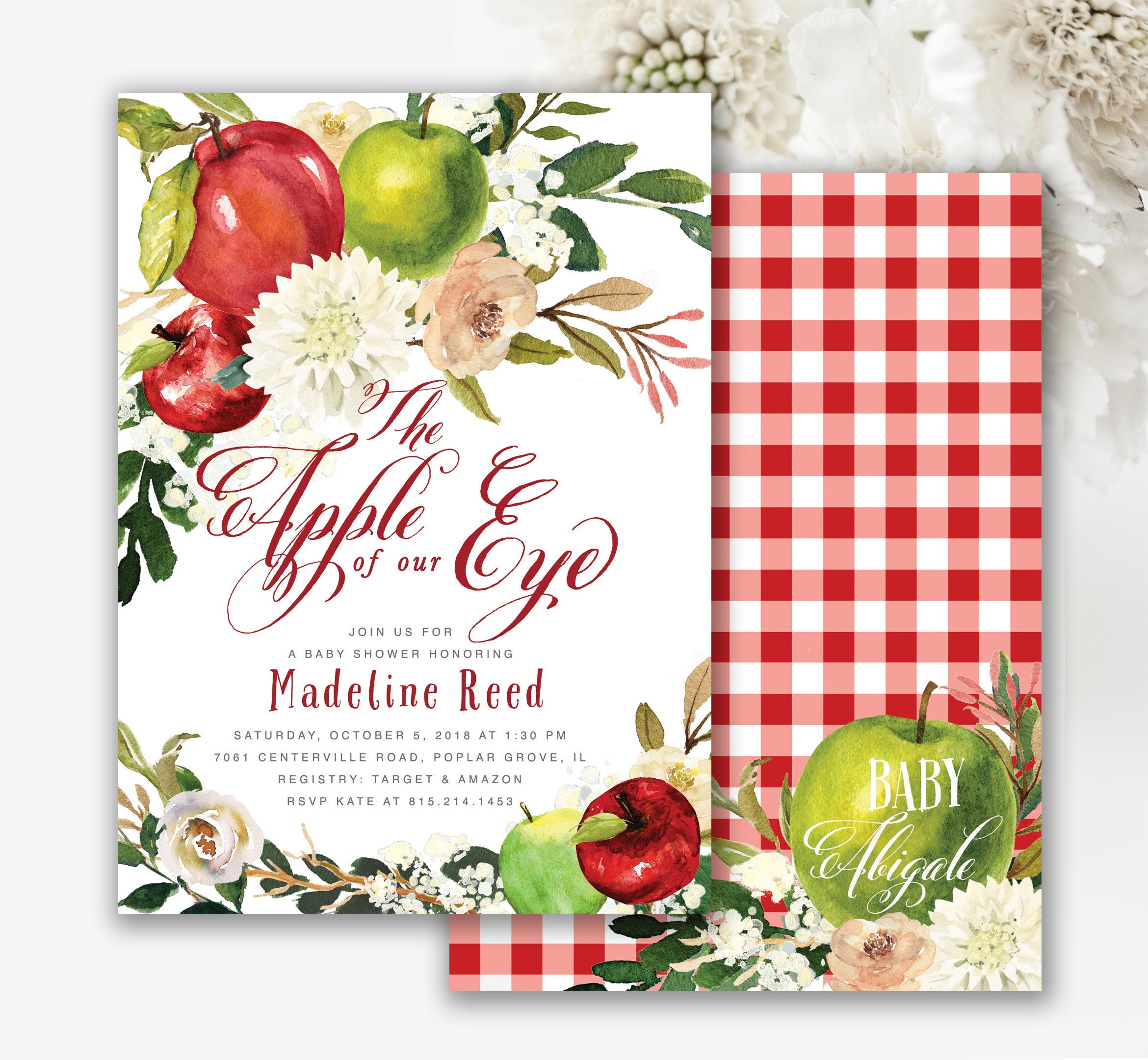 Apple Of Our Eye Baby Shower Invitation, Invite, Fall Girl, Boy, Gender Neutral