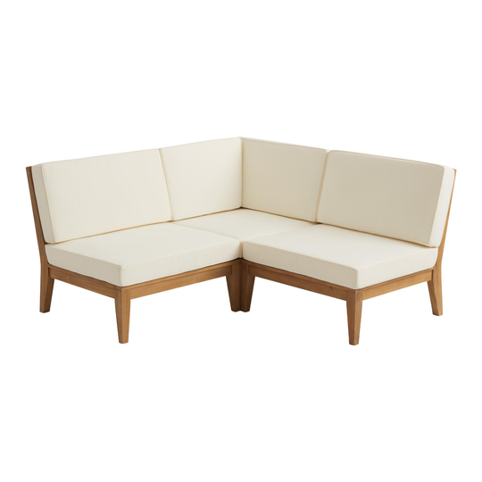Teak Somers 3 Piece Square Modular Outdoor Patio Sectional Sofa: Natural - Wood by World Market