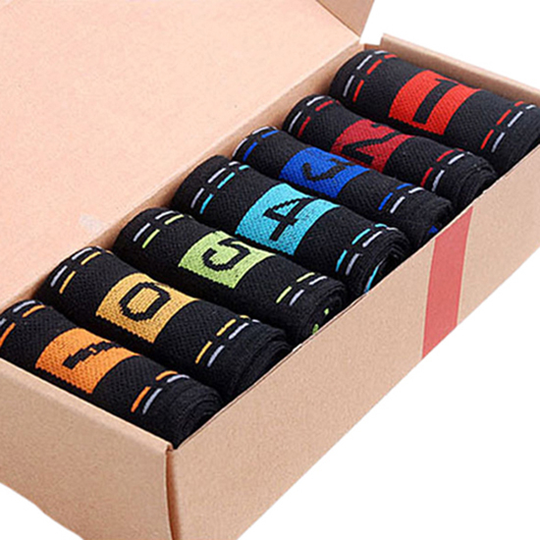Tousimaii 7 Pairs Men's Casual Fashion Socks Cotton Blend Printing Pattern Ankle Crew Sock - black