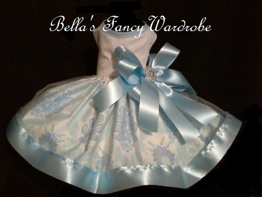 Baby Blue Dog Dress, Blue Light Party Summer Dresses, Fancy Clothes