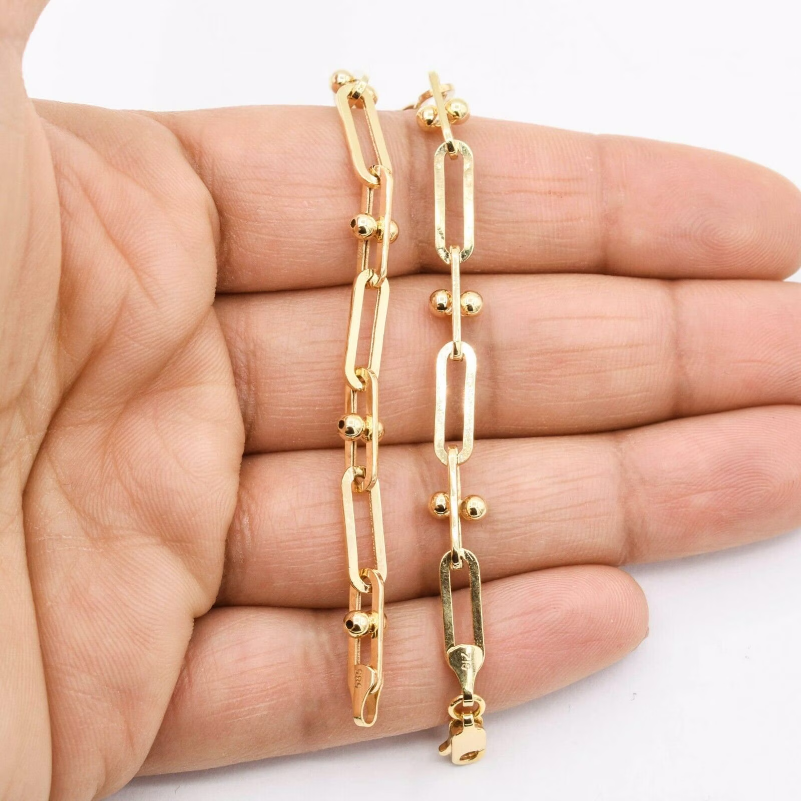 7 3/4" Paperclip Jax Link Bracelet Real 14K Yellow Gold