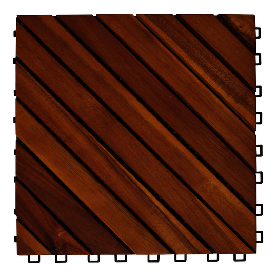 Acacia Wood 12-Slat Interlocking Deck Tiles, 10-Count: Natural by World Market