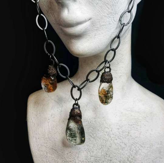 Lodolite Necklace, Garden Quartz Inclusion Necklace