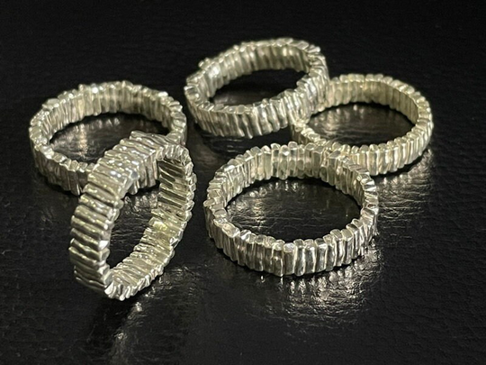 Ky-004 Thai Karen Hill Tribe Handmade Silver Hammered Ring