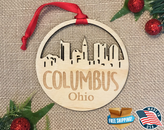 Columbus Ohio Ornament Oh Osu Personalized Skyline Christmas Stocking Stuffer
