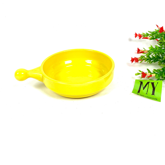 Single Vintage Pottery Bright Yellow Bowl With Handle Ramen Soup Eclectic Decor European My40Yearcollection