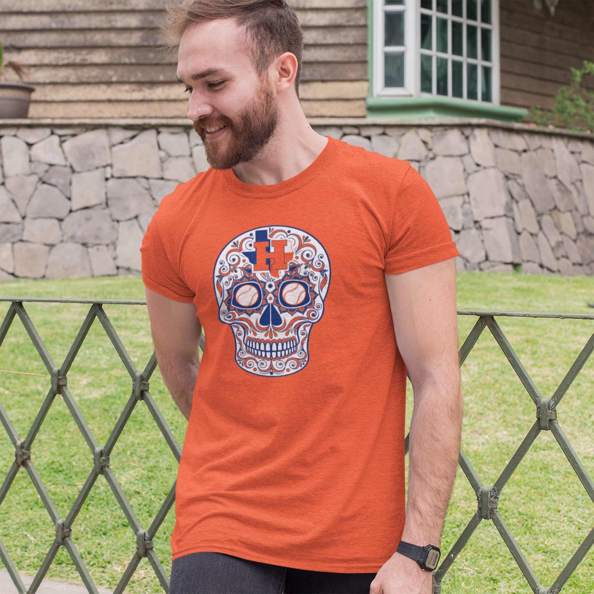 Houston Baseball Shirts Space City Vintage Calavera Sugar Skull Classic Style Unisex Adult & Youth Tees Short-Sleeve Xmas Bday Gifts