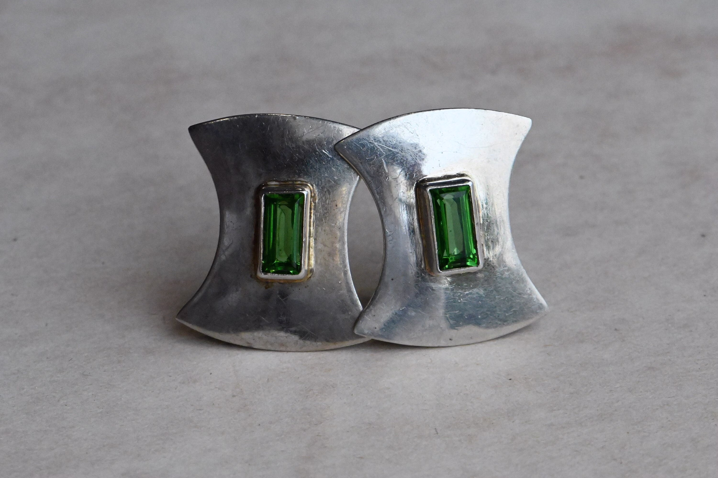 Vintage 1980S Mexican Sterling Silver Modernist Cerro Blanco Earrings