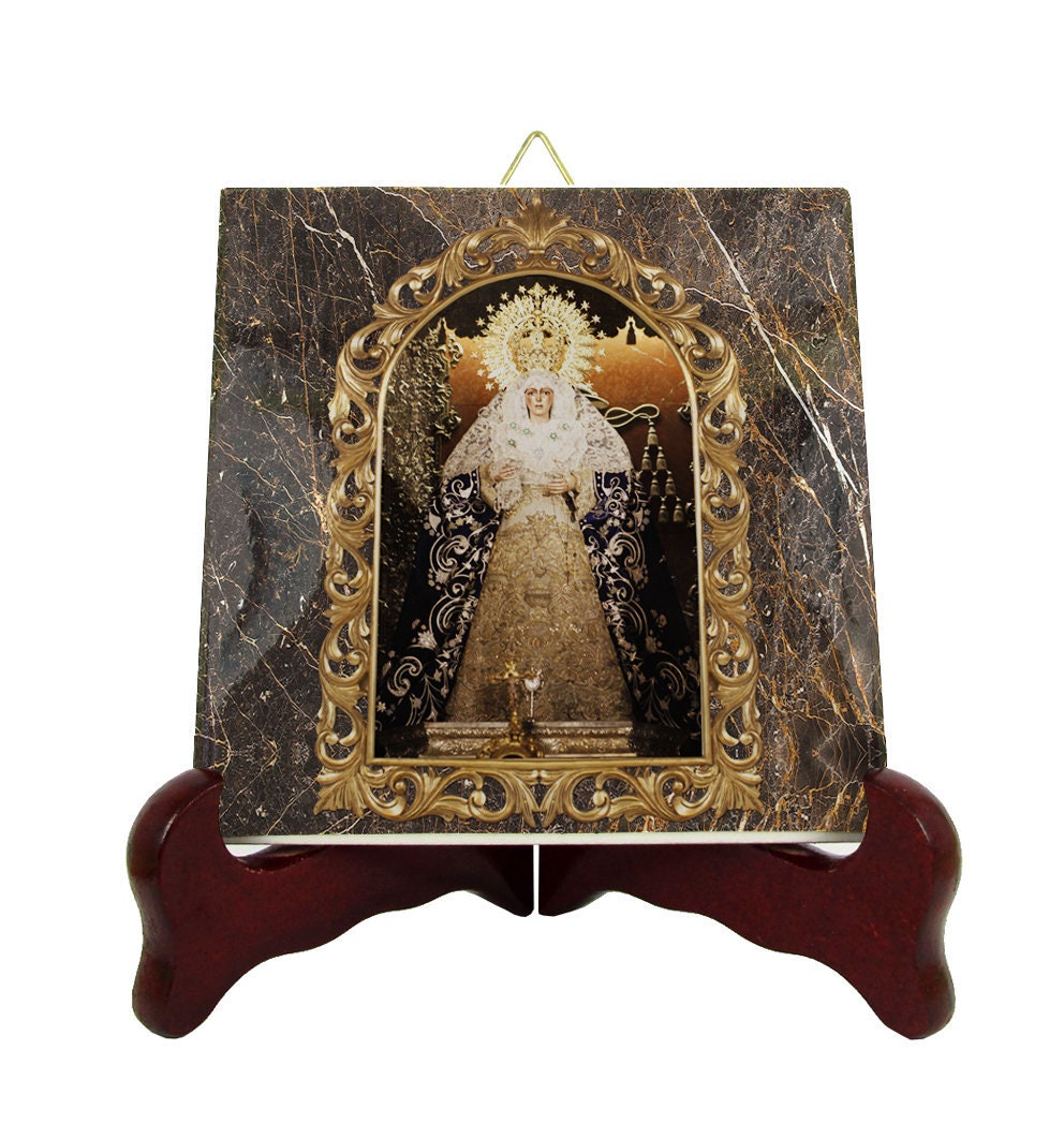 Religious Gifts - Virgin Of Macarena Seville Catholic Icon On Tile Hope Our Lady Sorrow Mary Art
