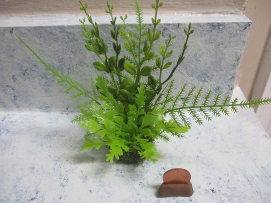 Unique Miniature Doll/Dollhouse/Tropical/Beach Plant/Polymer Base/Assorted Greenery 4 1/2" X 5