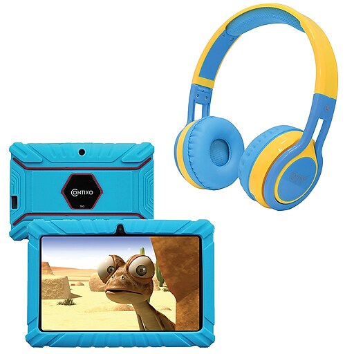 Contixo 7-Inch Kids Tablet, 16 GB w/Wireless Bluetooth Kids Headphones, Blue (843631146811)