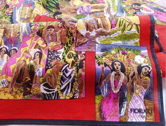 Florucci Italy Vintage Handkerchief Women Hawaiian 18" X 17.5" I Free Shipping Worldwide When You Buy Totalling 35 Usd & Up
