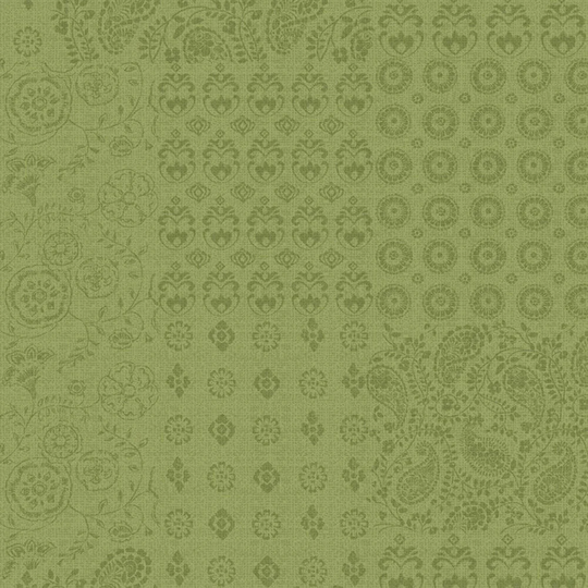Green Bandana Fabric, David Textiles Bohemian Kerchief 4222, Paisley, Floral, Tone On Blender Quilt Fabric By The Yard, Cotton