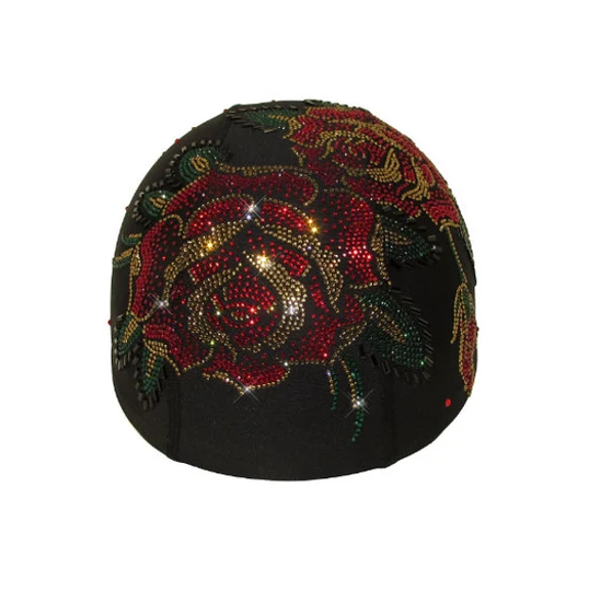Helmetra Red Gold Roses Helmet Cover, Bling Helmet, Helmet Accessories, Custom Helmet Cover, Fashion Helmets