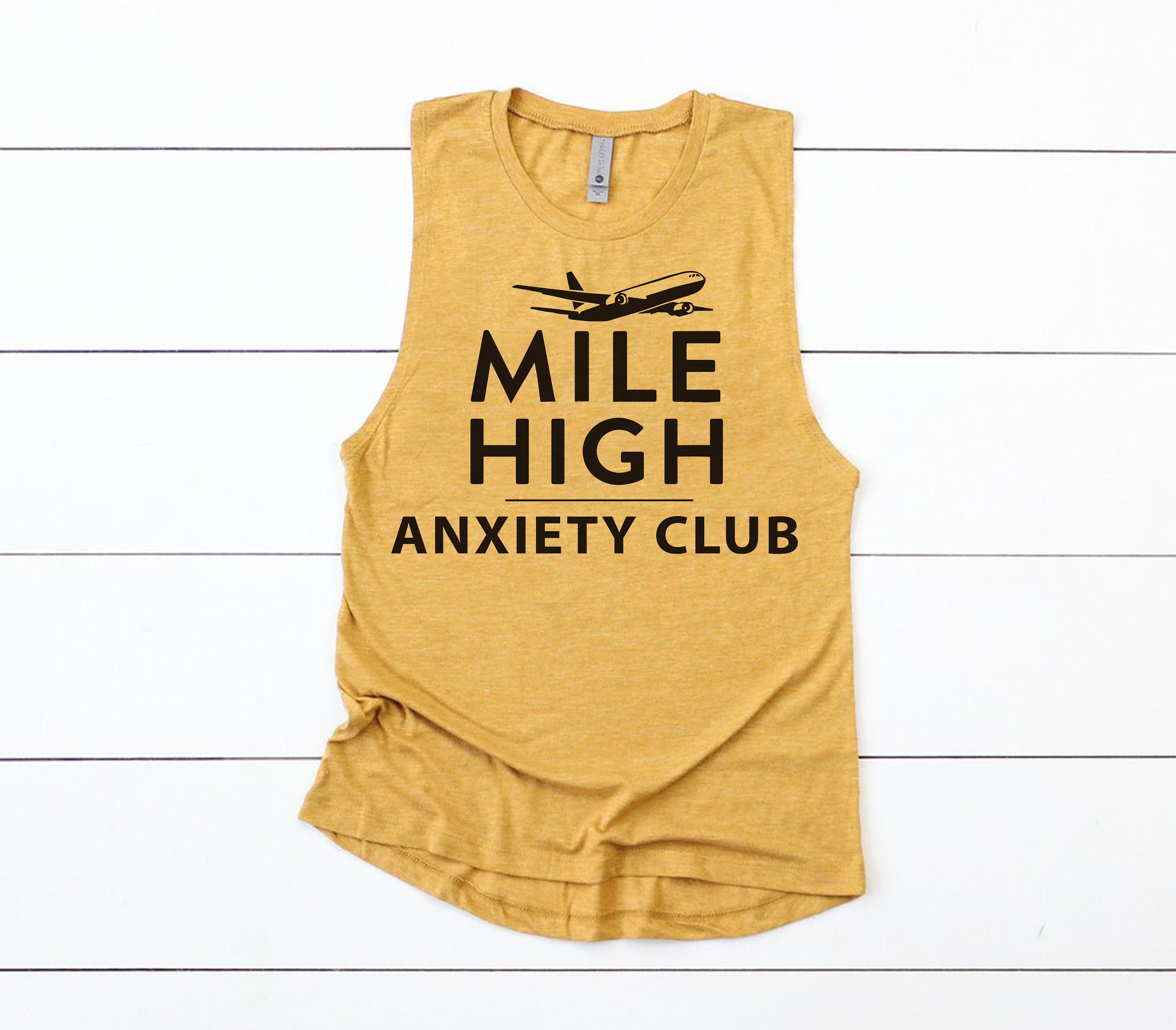 Funny Anxiety Tank Top Mile High Club Womens Muscle Tanks Gift For Friend Matching Trending