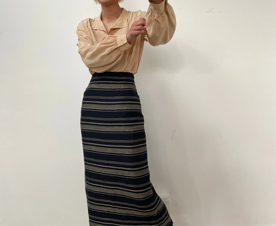 Vintage Embroidered Linen Blend Maxi Skirt Size Us 4