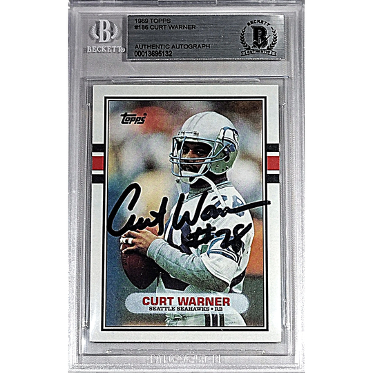 Curt Warner Signed Seattle Seahawks 1989 Topps Football Card Beckett Certified Authentic Slab Bas Autographed