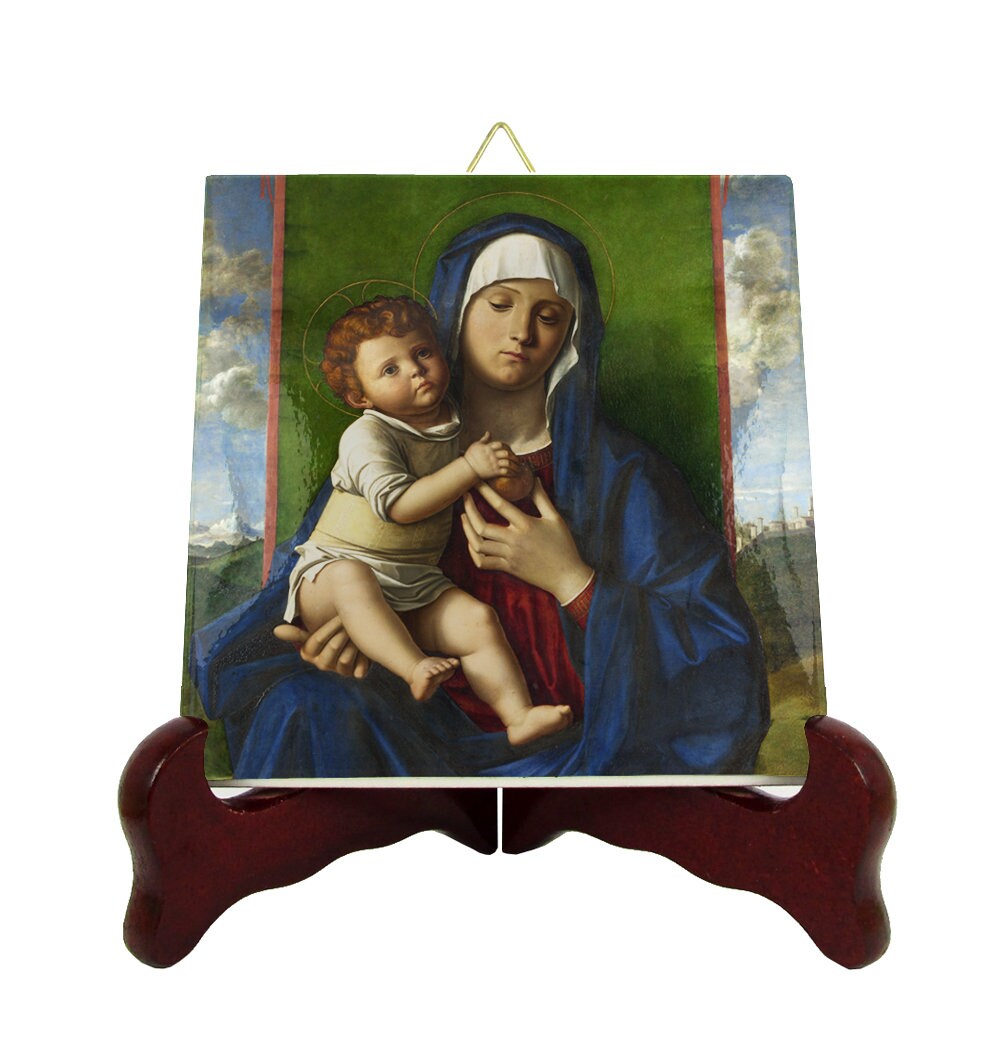 Madonna & Child - Catholic Gifts Religious Icon On Tile Virgin Mary Art Painting By Giovanni Bellini Devotional
