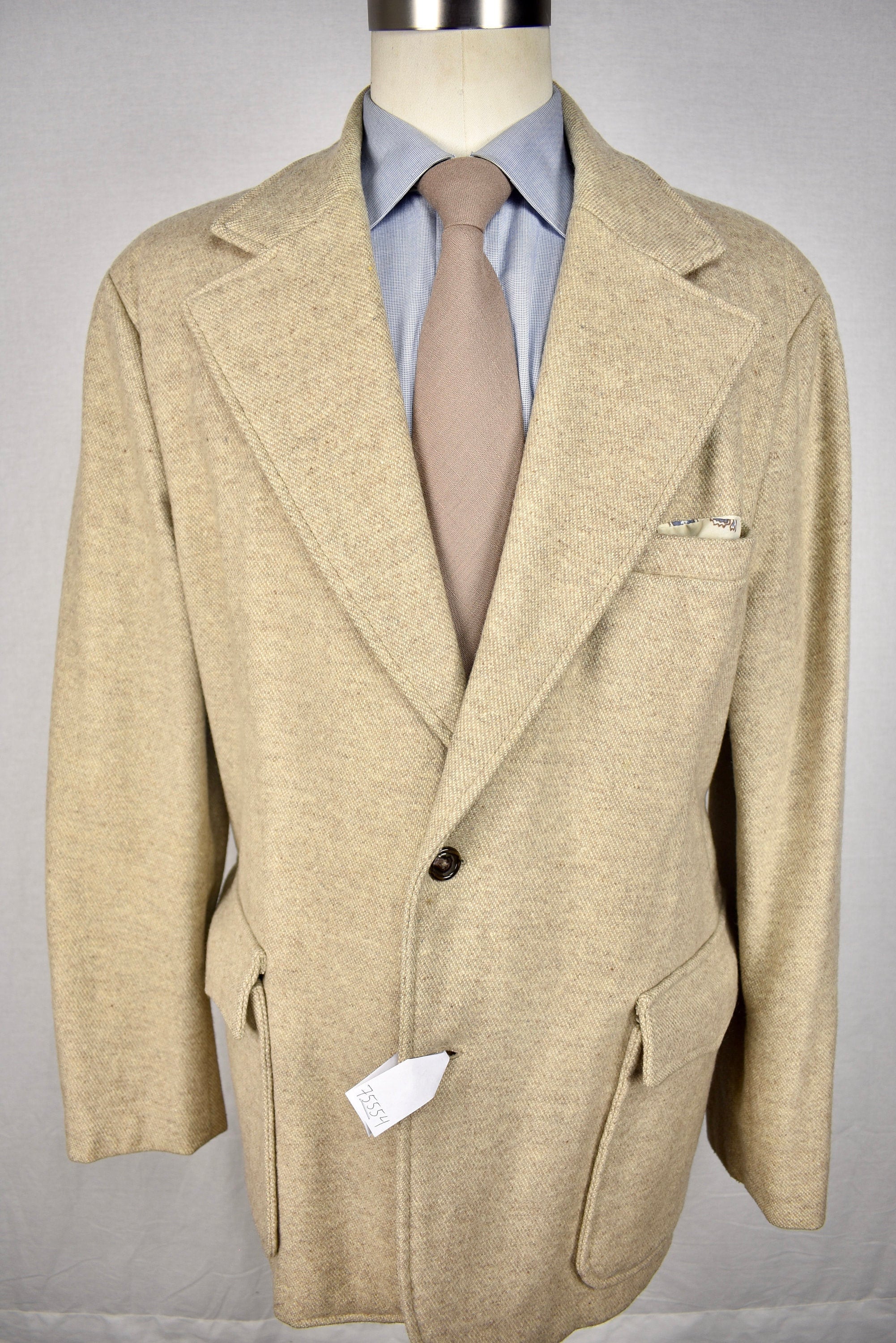Unbranded Solid Light Brown Wool Blend Two Button Basic Travel Coat Size 46