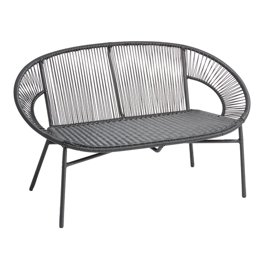 Rounded Charcoal All Weather Wicker Camden Outdoor Patio Bench: Black by World Market