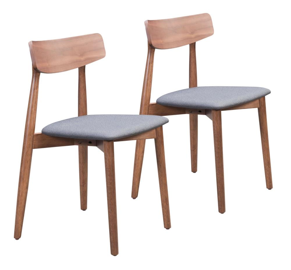 Zuo Modern Set of 2 Newman Contemporary/Modern Polyester/Polyester Blend Upholstered Dining Side Chair (Wood Frame) in Gray | 101013