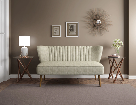 HomeFare Midcentury Oatmeal Beige Polyester/Blend Settee in Off-White | DS-D102008