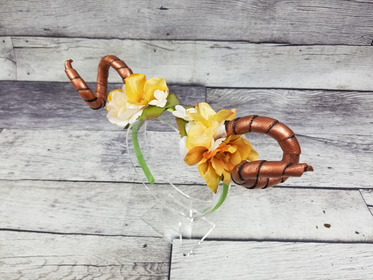 Autumn Curled Horn Headband, Costume Rams Horns, Forest Colors, Cosplay Faun Maenad Horns