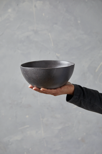 Two Black Pottery Large Deep Ramen Noodle Bowls Set Of 2, Japanese Minimalist Stylish Serving Set, Handmade Ceramic