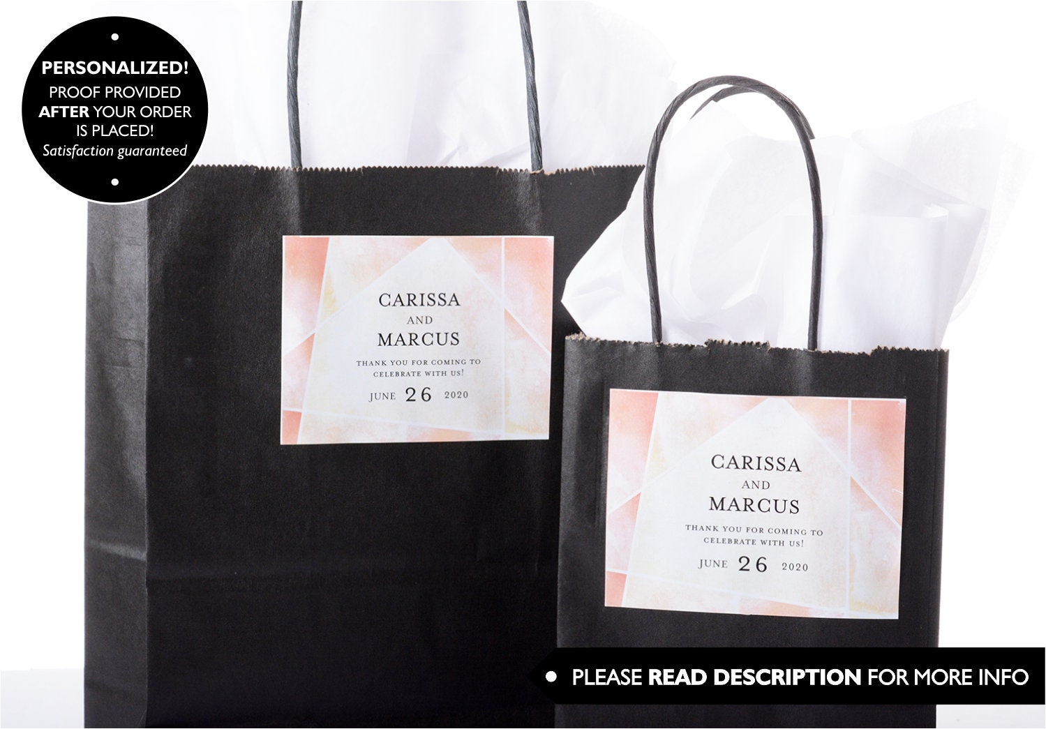 Custom Wedding Stickers - Welcome Bag Box Thank You Watercolor Labels #wdib-308