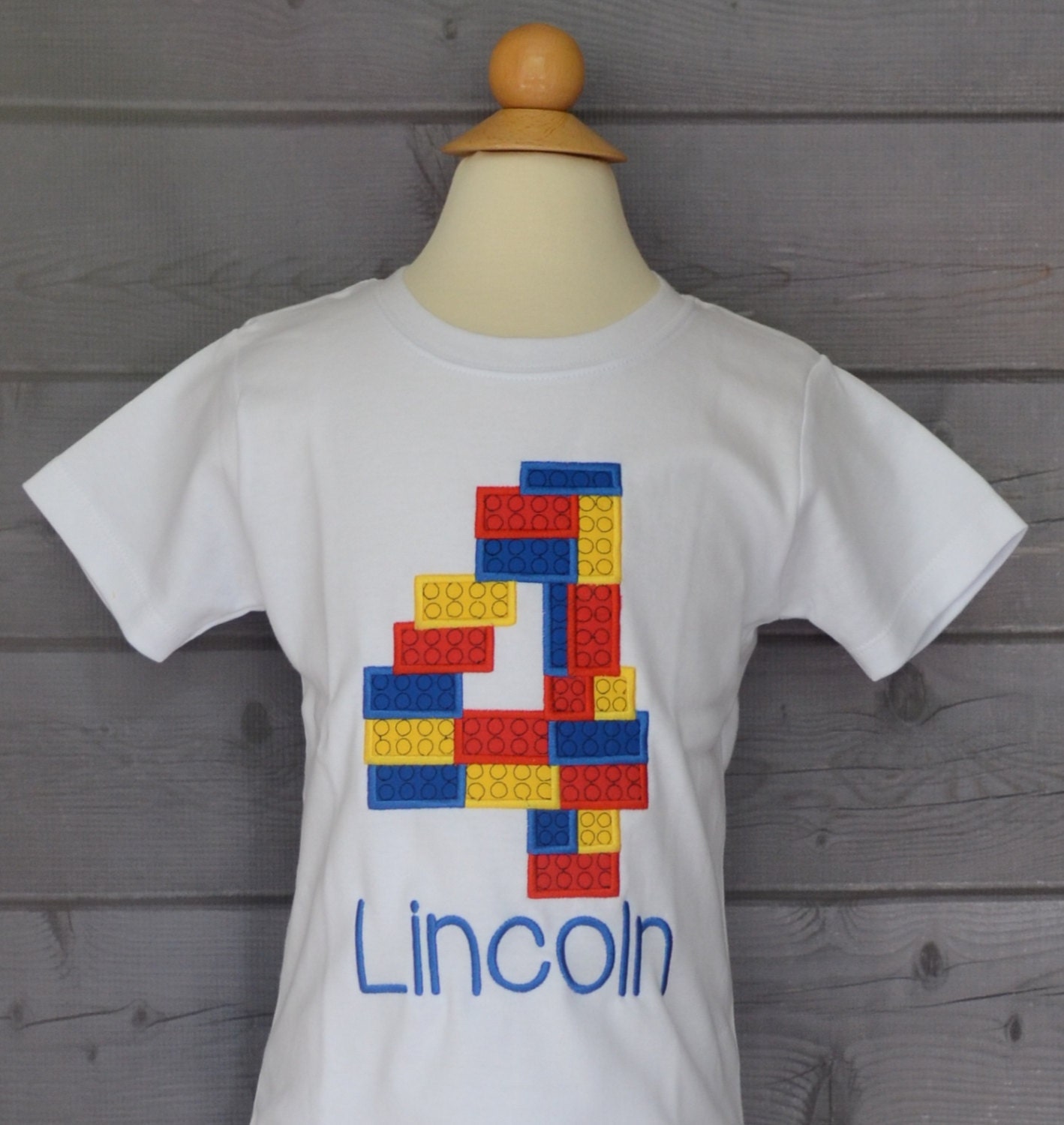 Personalized Birthday Block Number Applique Shirt Or Bodysuit Girl Boy